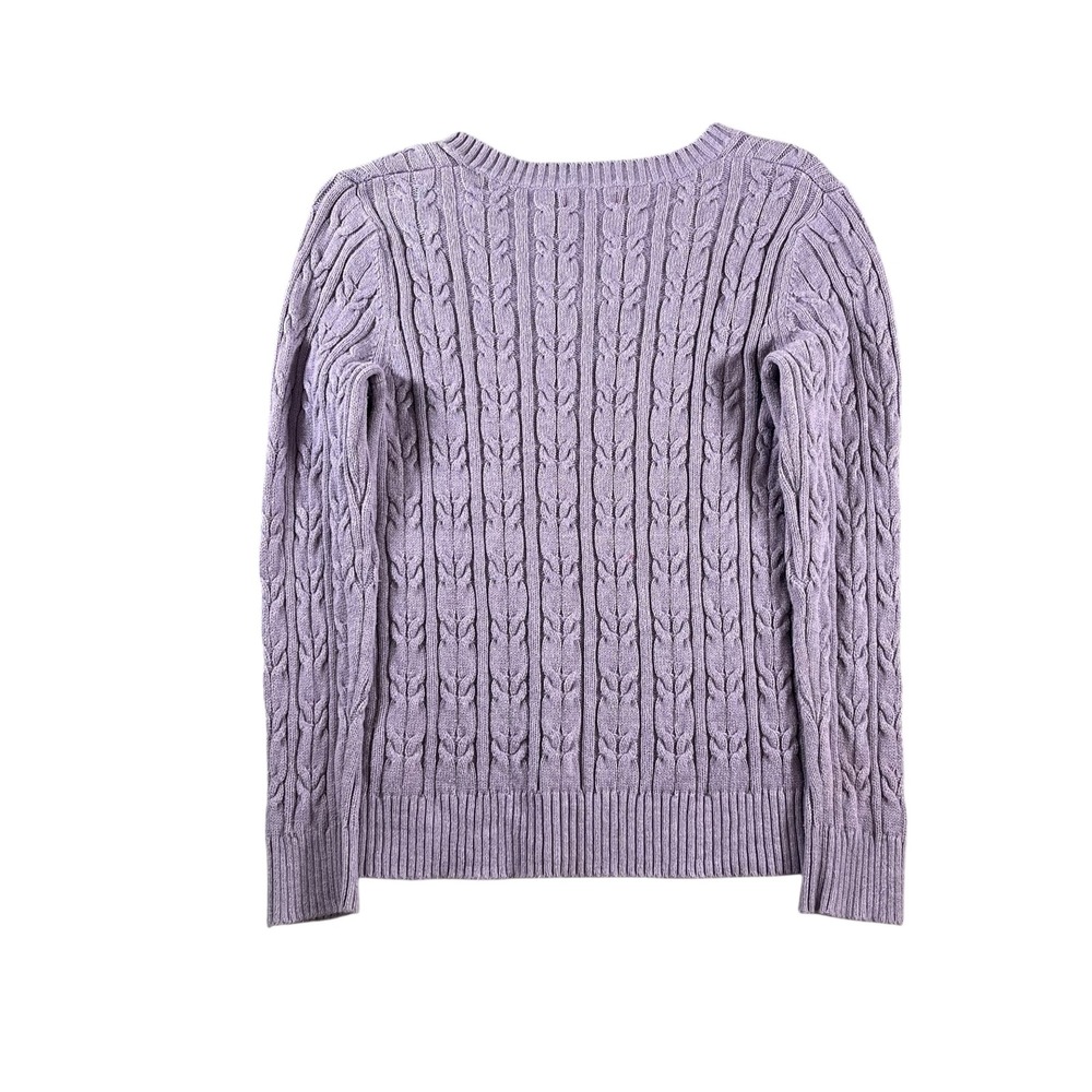 Croft & Barrow Womens Size Small Purple Cable Knit V-Neck 100% Cotton Sweater - Picture 2 of 7